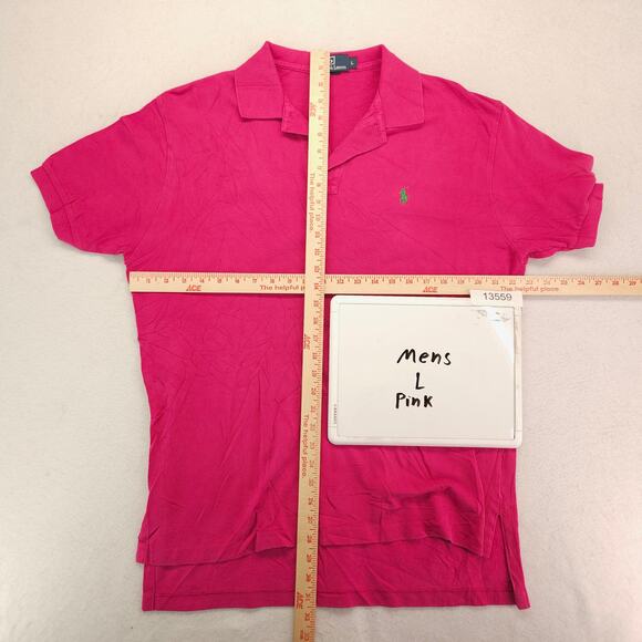 Polo by Ralph Lauren Collared Short Sleeve Polo Shirt Mens Size Large L Pink - Picture 5 of 9